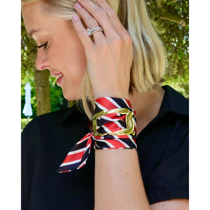 Caroline Hill - Wholesale Woven/Braided Bracelet - Serafina Scarf Bracelet Bk Rd Stripe