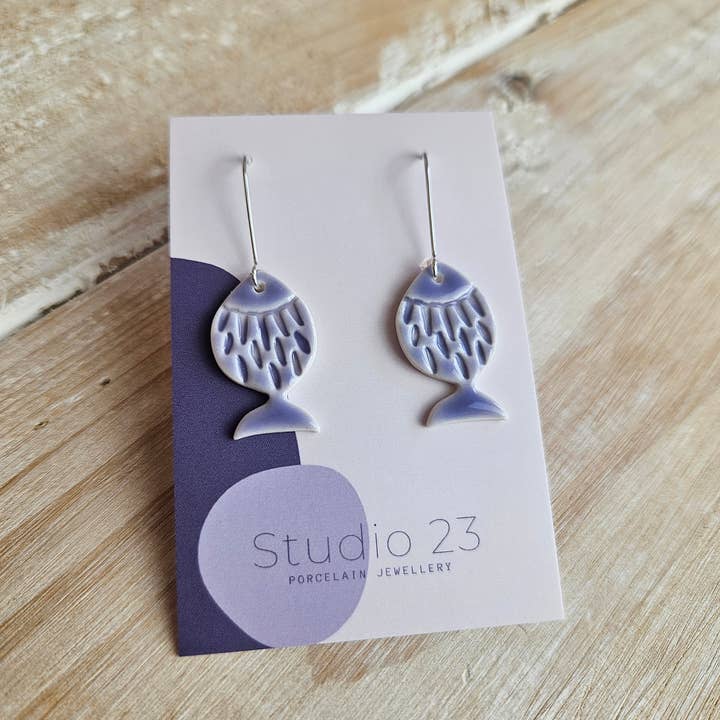 Studio 23 Ceramics - Wholesale Dangle Earrings - Drop Fish Earring Pair 1