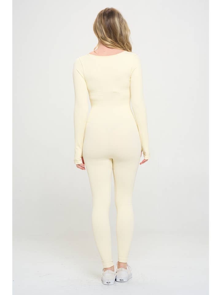 otos active - Venta al por mayor Leotardo - Mujer - Mono ajustado de manga larga de punto acanalado YS92409