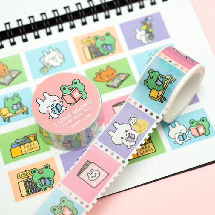 I Love Books Stamp Washi Tape for wholesale by Robot Dance Battle