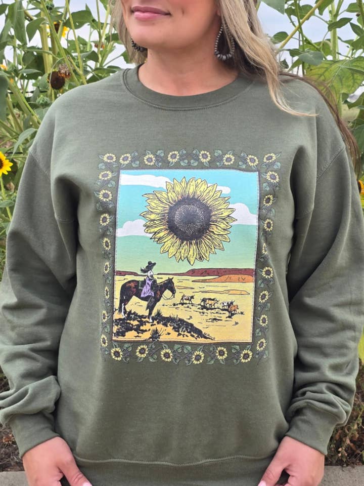 Sunflowers In The Draw Pullover for wholesale by Sterling Kreek