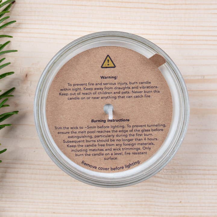 Fernery Designs - Wholesale Candle Holder - Candle Warning Dust Cover - Text only design, Kraft card