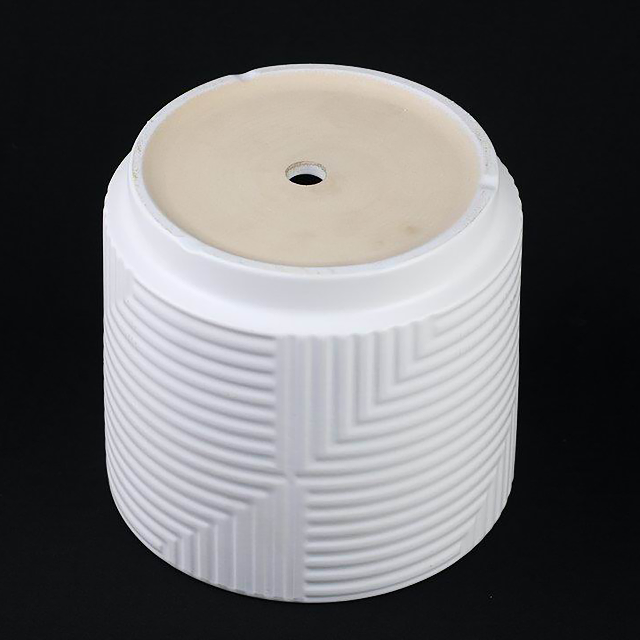 Florinia - Wholesale Plant Pot - 3-Piece White Stoneware Planter Set with Geometric Line Design6