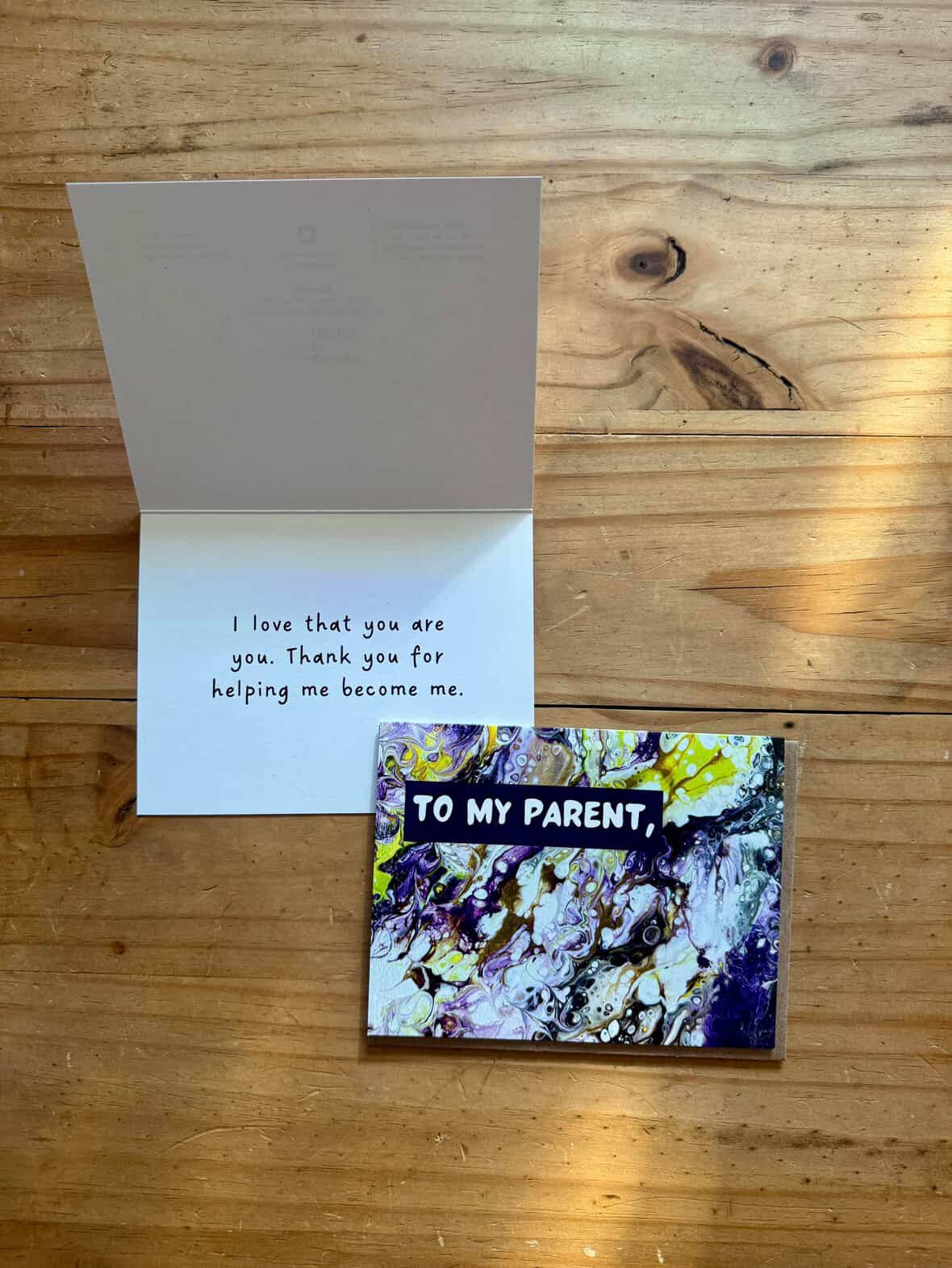 Two Brides Presents - Wholesale Thank You Card - TO MY NON-BINARY PARENT Greeting Card1
