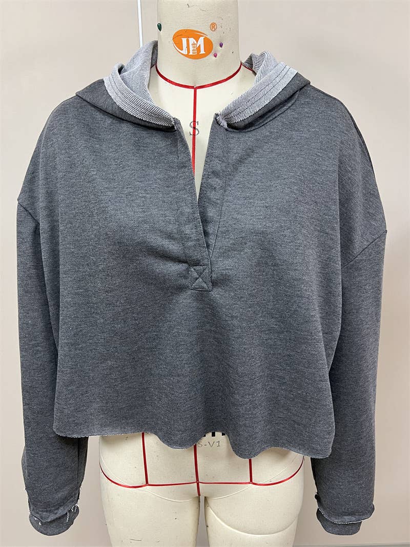 Rosa Clothing - Wholesale Sweatshirt - Women's - Women’s Casual Pullover Hoodie Crop Sweatshirt6