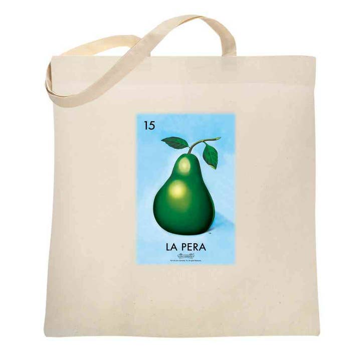 Pop Threads - Wholesale Tote Bag - Women's - La Pera Pear Loteria Card Mexican Bingo Tote Bag