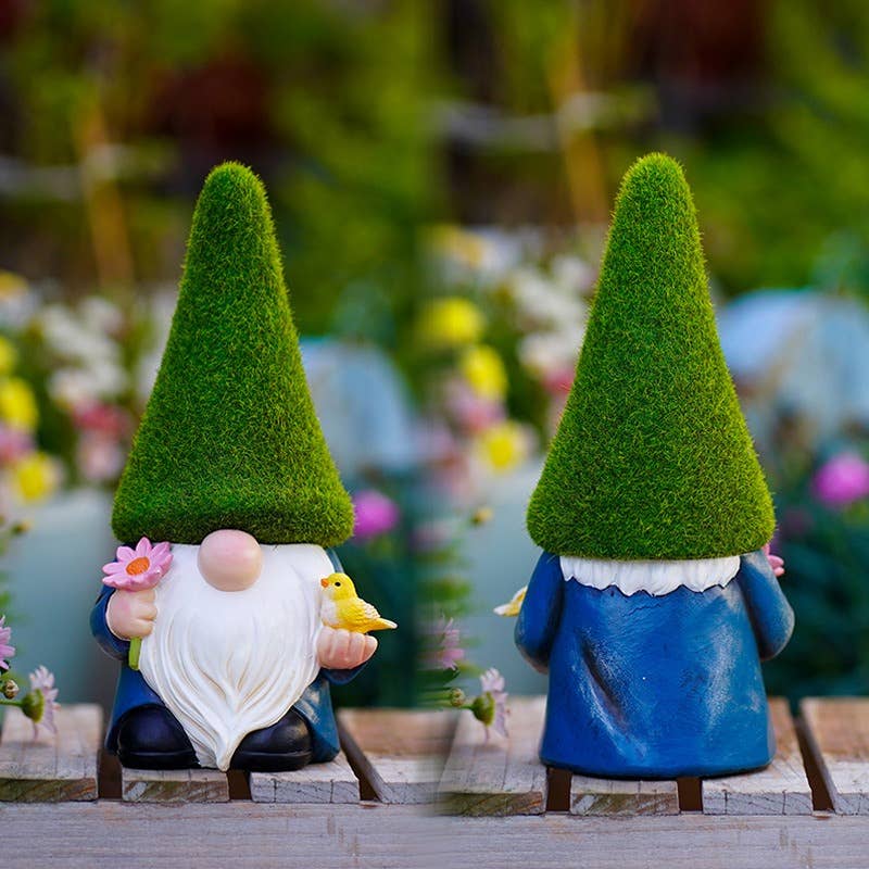 Liffy - Wholesale Garden Gnome - Moss Hat Garden Gnome Resin Figurines Cute Yard Decor4