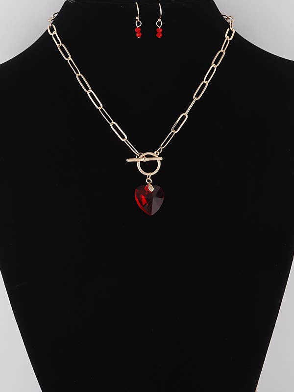Hjertet Toggle halskæde N øreringe sæt for engroshandel hos Shop Neighbors