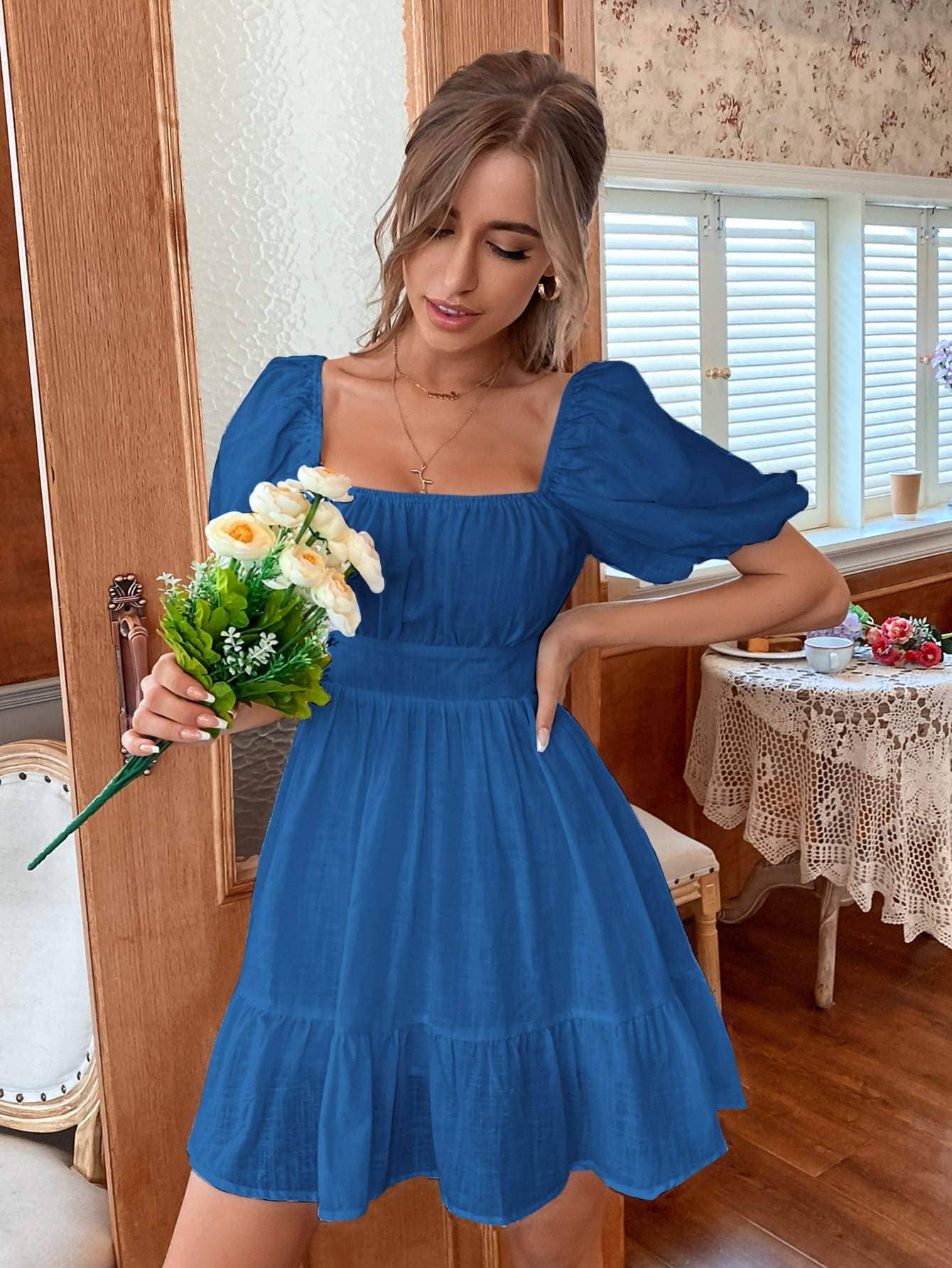 Flarix - Wholesale Dress - Women's - solid flounce hem dress8