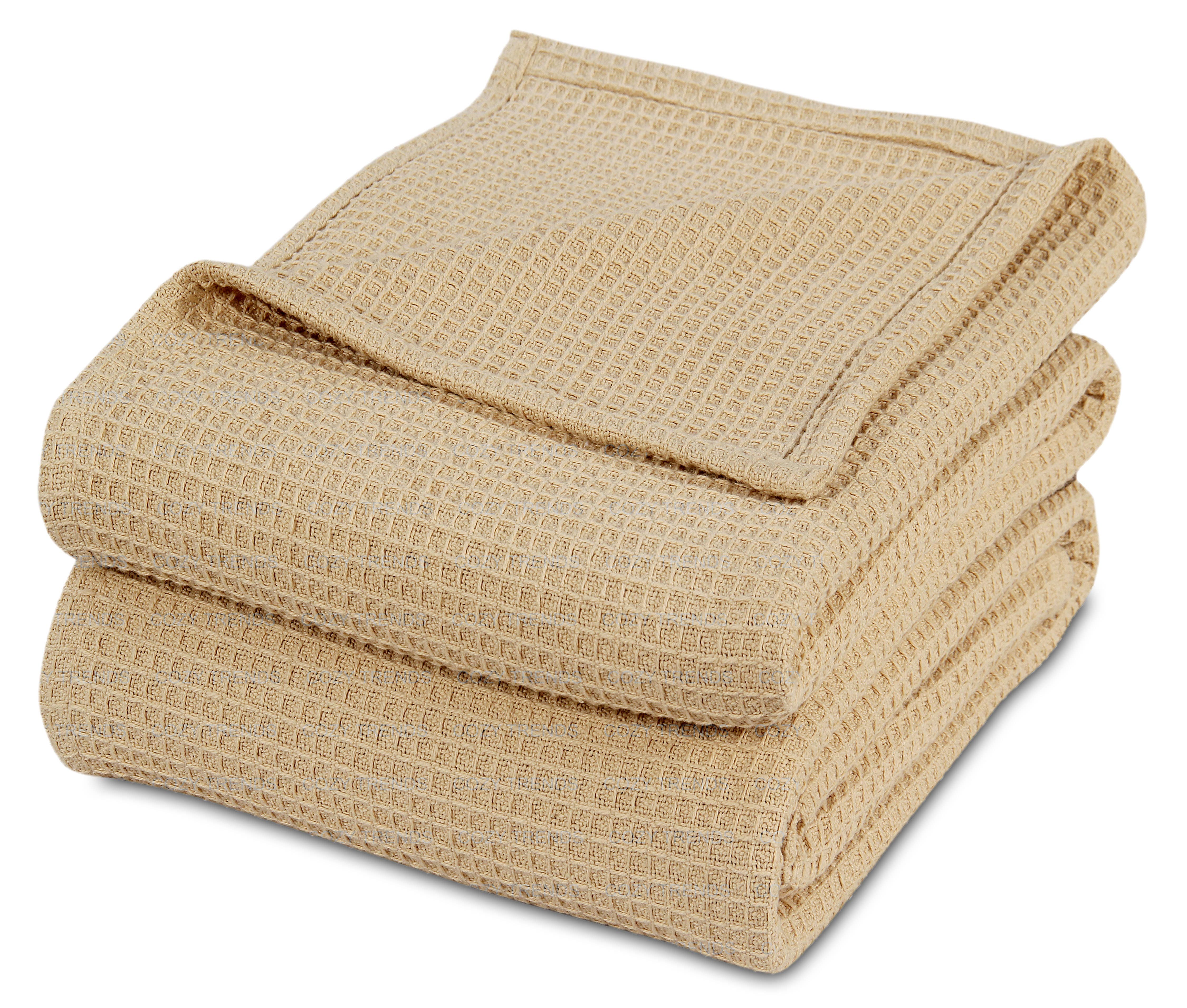 COZY HOMES COLLECTION - Wholesale Bedding Blanket - 100% Natural Cotton Waffle Weave Medium Weight Blanket3