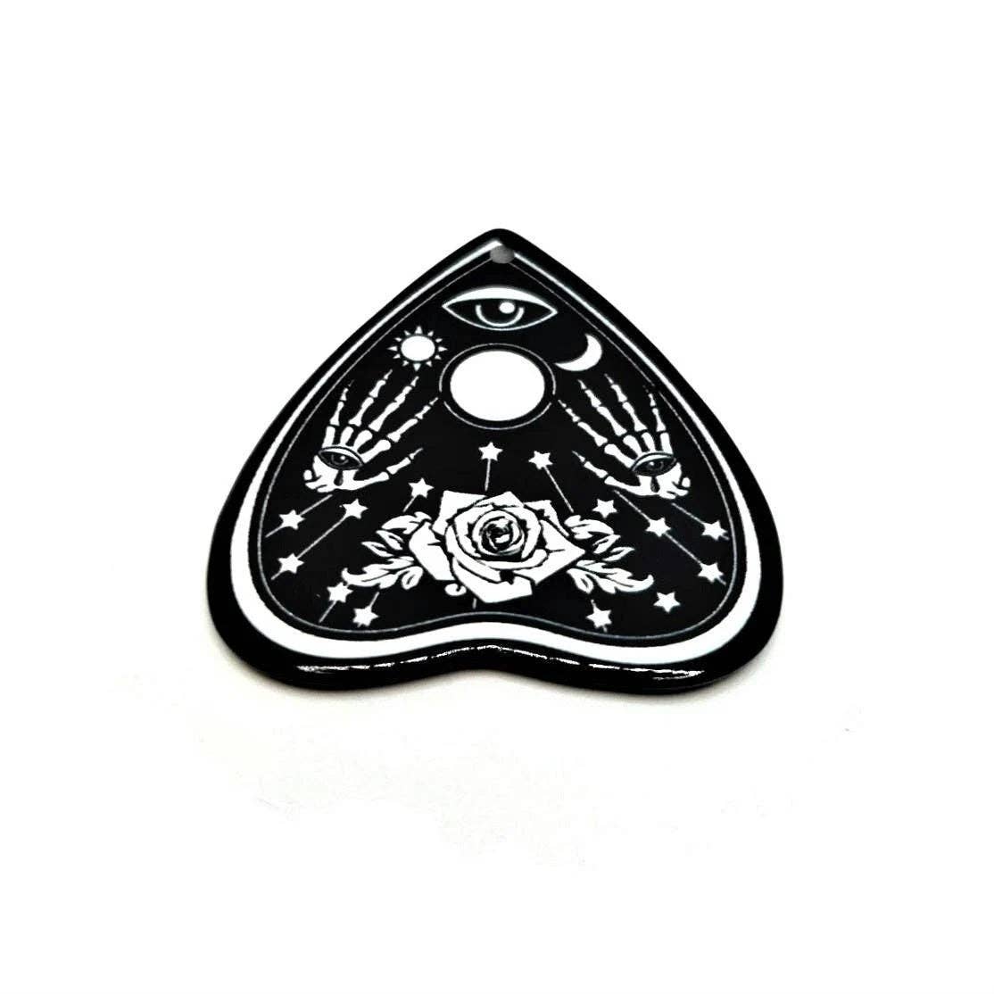 Guerrilla Charm - Wholesale Individual Charm/Pendant - Black and White Rose Ouija Planchette Charms, 43x41mm0