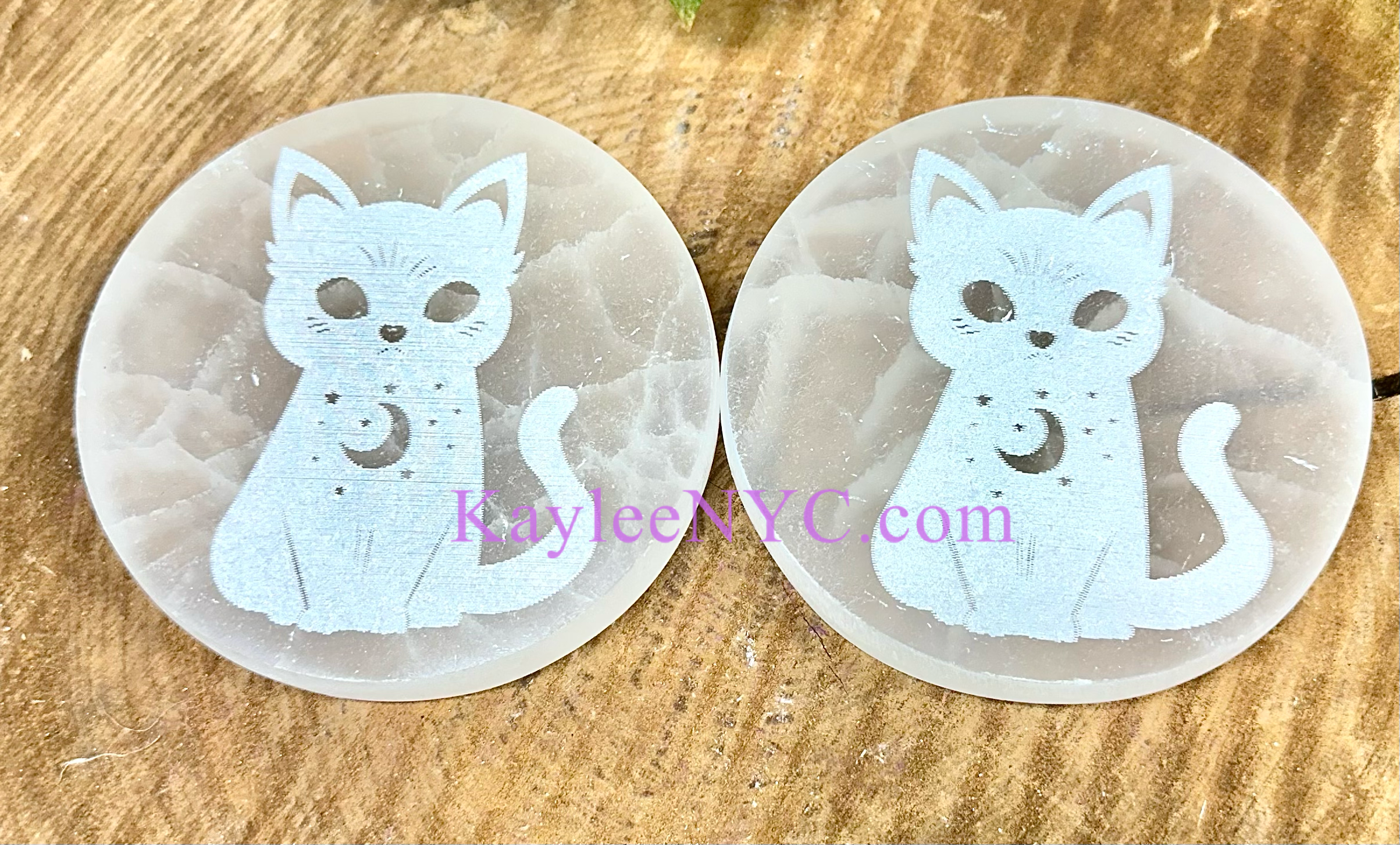 KayleeNYC - Wholesale Crystal Charging Plate - Natural Selenite aka Satin Spar Cat Charging Plate4