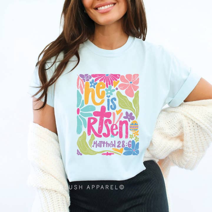 Matthew 28:6 He Is Risen Full Color Transfer for wholesale by RBA Transfers