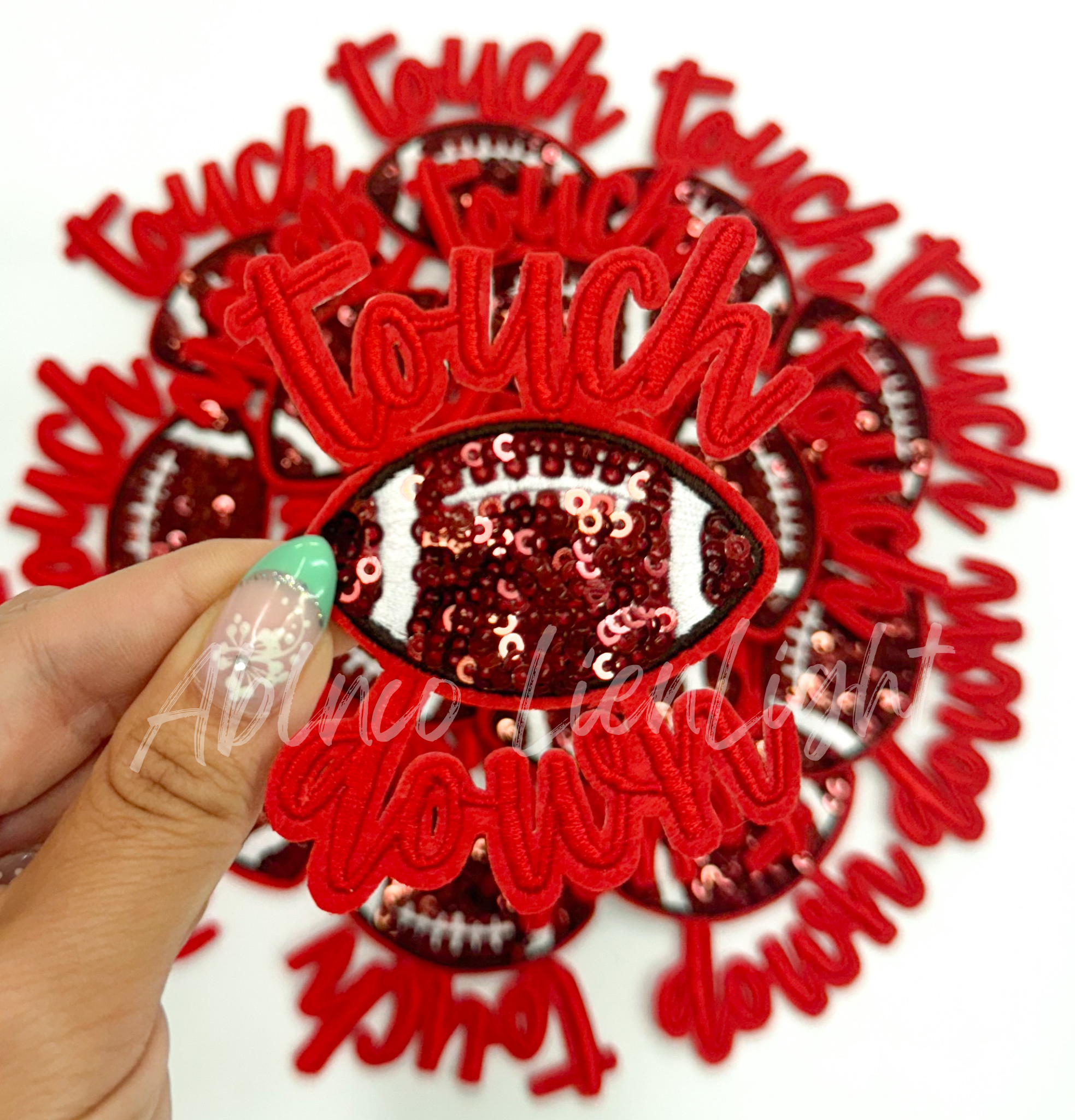 ABLNco - Wholesale Patch - red touchdown football sequins embroidery patch iron on0