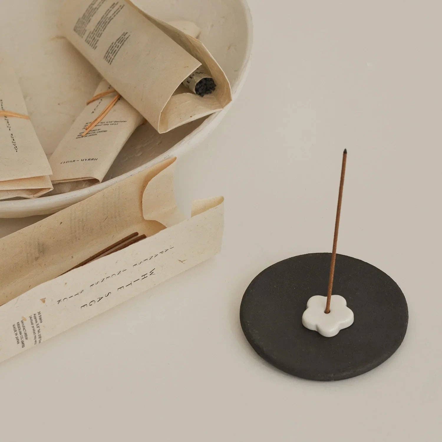 Cedar and Myrrh - Wholesale Incense - White Sage Japanese Incense Stick Set – 30 Sticks with Ceramic Holder2