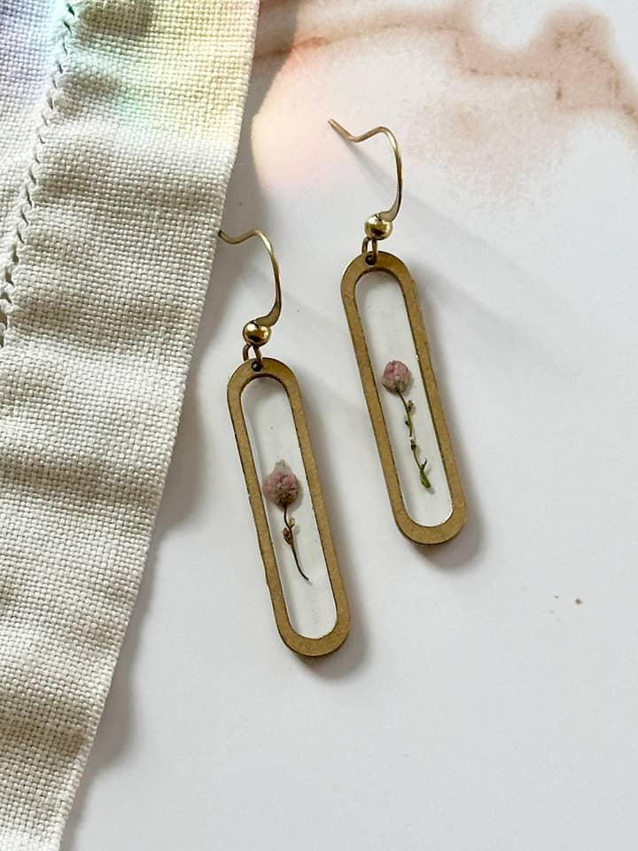 Pressed Flower Jewelry | Valentine Earrings | Brass Jewelry for wholesale by Little Leavez
