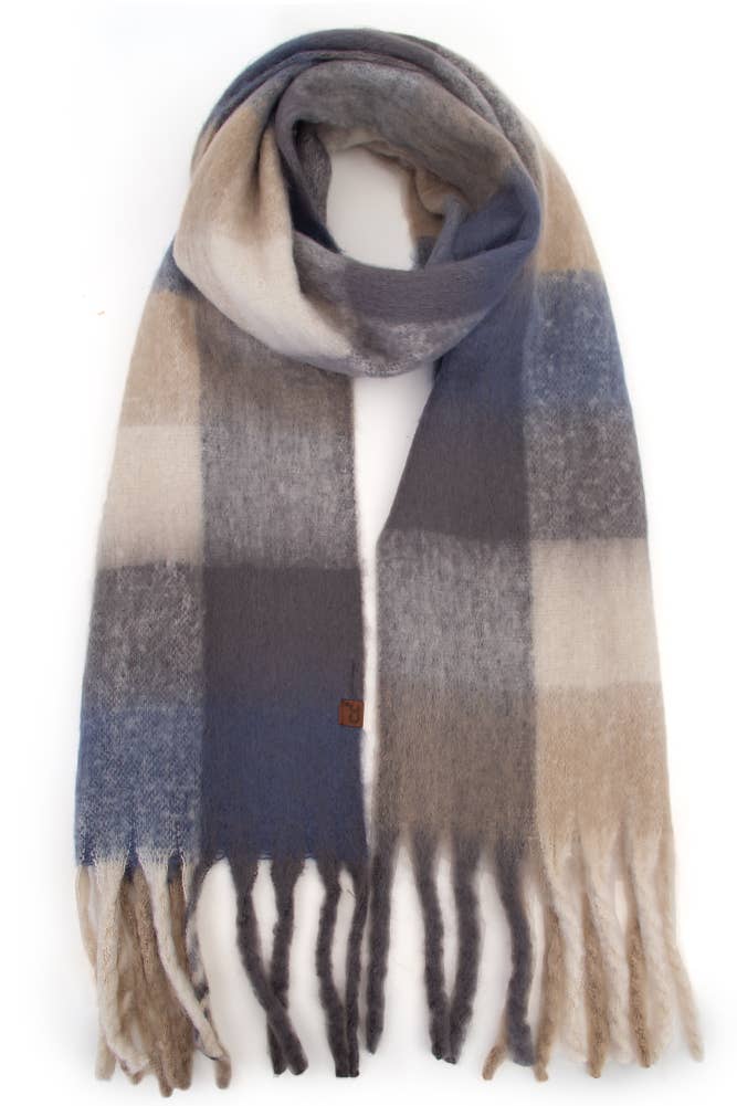 Hana - Wholesale Scarf - Women's - C.C Multi Color Block Plaid Check Pattern Woven Winter Scarf23