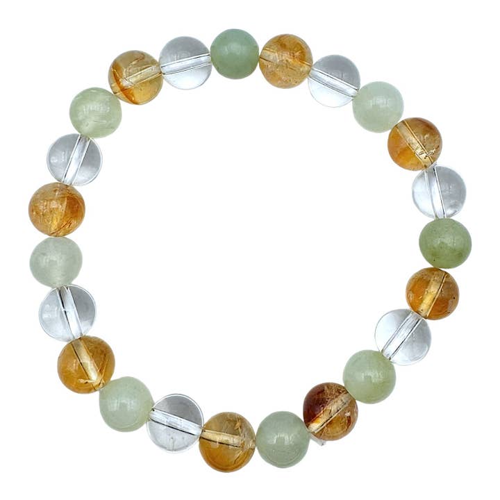 Luck & Prosperity A Bracelet — Heated Citrine A, Chinese Jade & Rock Crystal (number 6) for wholesale by Foliesbijoux