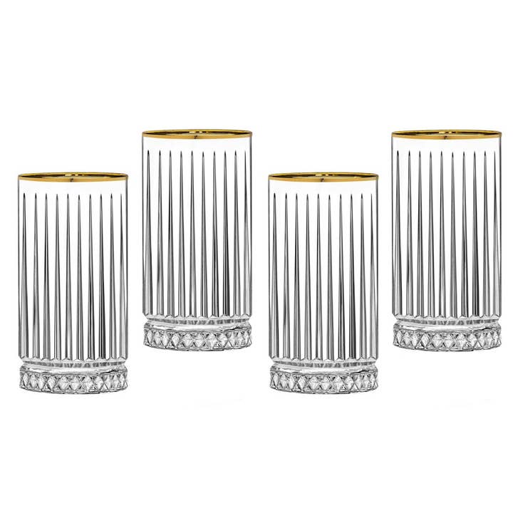 Set of Four Avenue Highball with Gold Rim for wholesale by Godinger