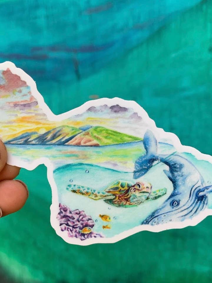 Maui Klistermærke | Hawaii Klistermærke | Maui Ø Klistermærke | for engroshandel hos E. Farewell Artistics