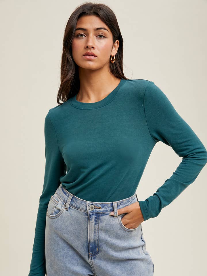 BASIC FITTED KNIT TOP / WL24-9078 for wholesale by Wishlist Apparel