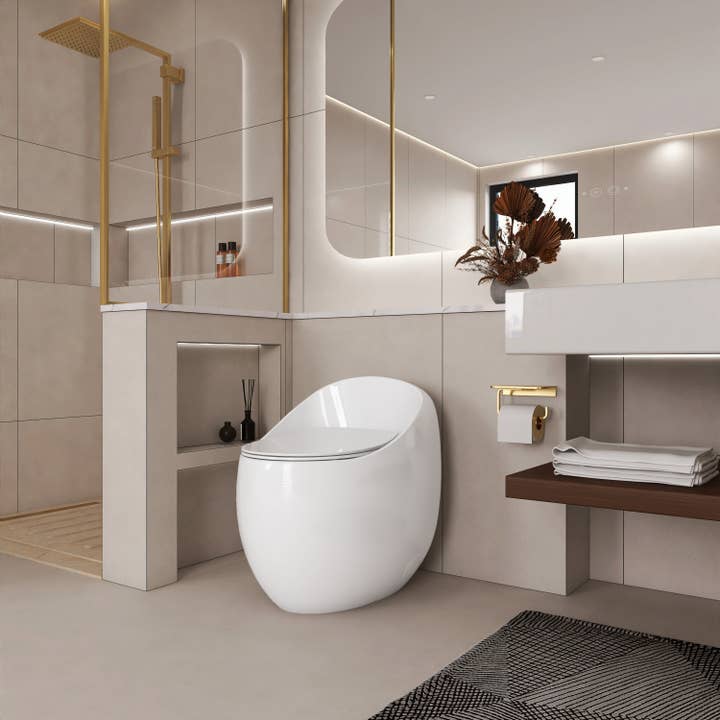 39F Inc. - Wholesale Toilet Seat Cover - 1-Piece 1.28 GPF Single Flush Egg Shape Toilet in White17