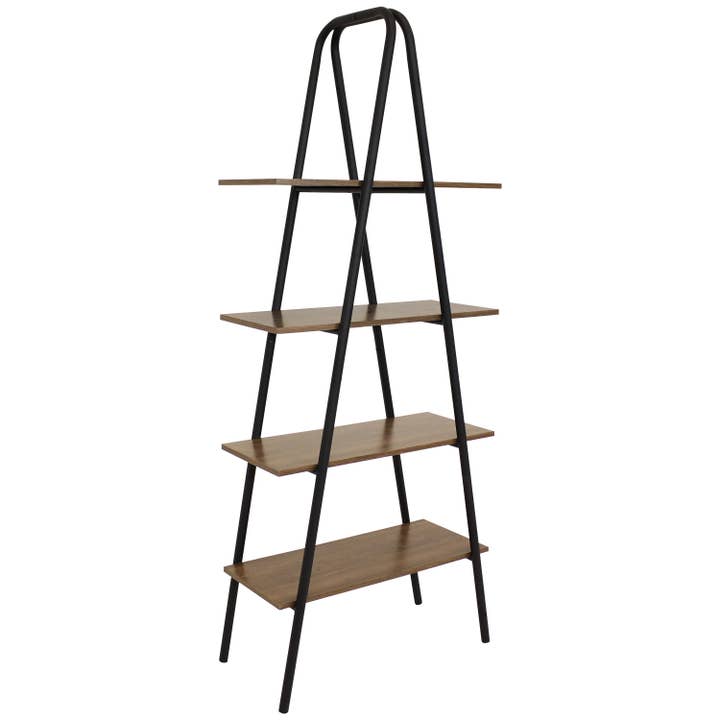 Sunnydaze Decor - Wholesale Bookcase - 4-Tier Industrial-Style Ladder Bookshelf - Brown1