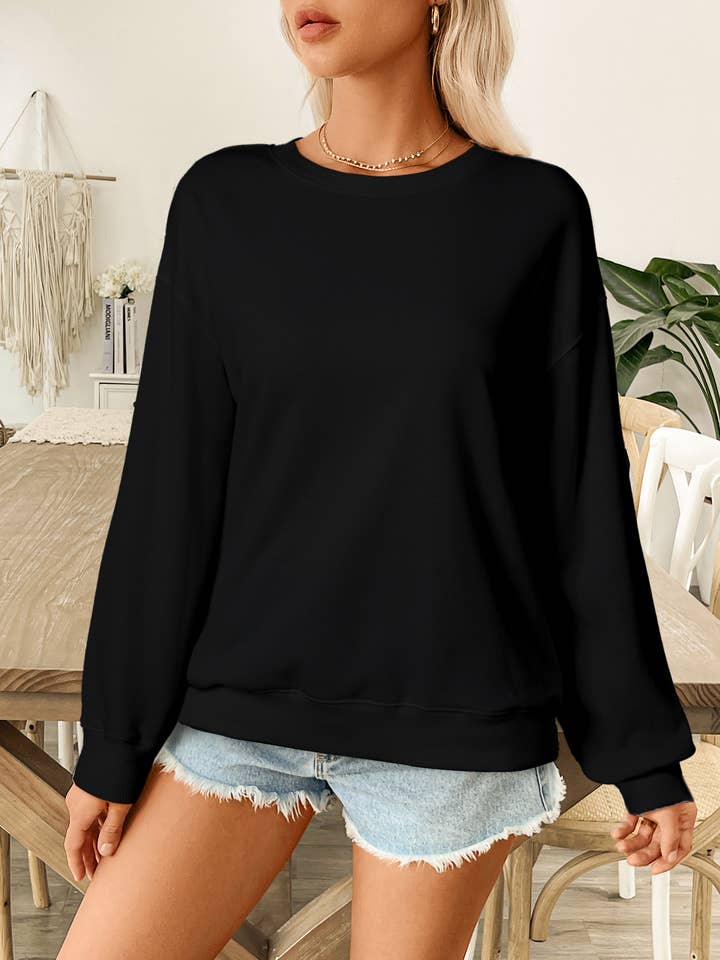 Solid Classic Crewneck Pullover Sweatshirt for wholesale by 1 the Woman