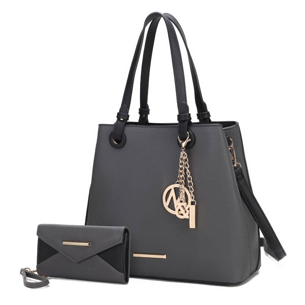 MKF Collection - Vente Tote bag – femme - Sac cabas pour femme en cuir végétalien MKF Kearny avec portefeuille3