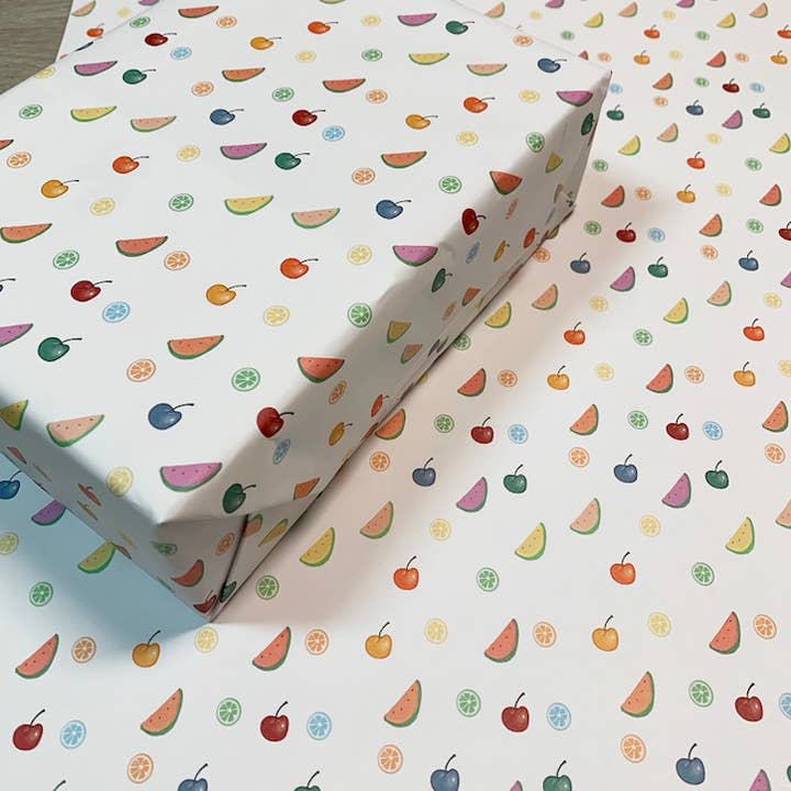 Multi-Color Fruit Wrapping Paper Sheet - Flat Wrap for wholesale by Jen Gerena Design