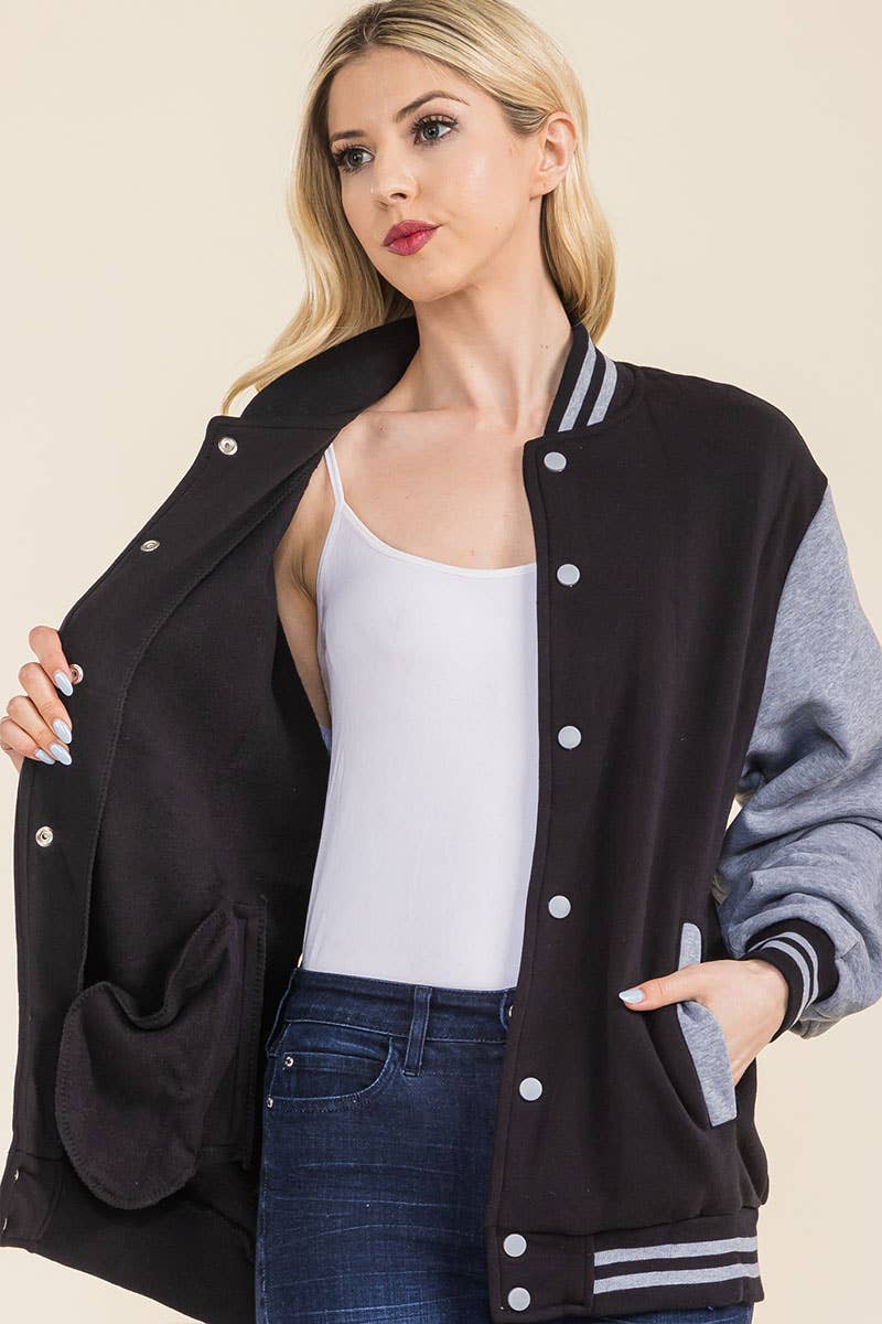 WEIV - Wholesale Varsity/Baseball Jacket - Women's - Boyfriend Fleece Varsity Jacket3