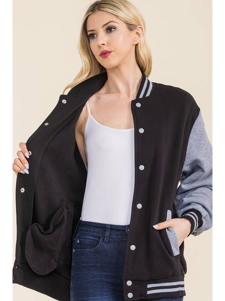 WEIV - Wholesale Varsity/Baseball Jacket - Women's - Boyfriend Fleece Varsity Jacket3