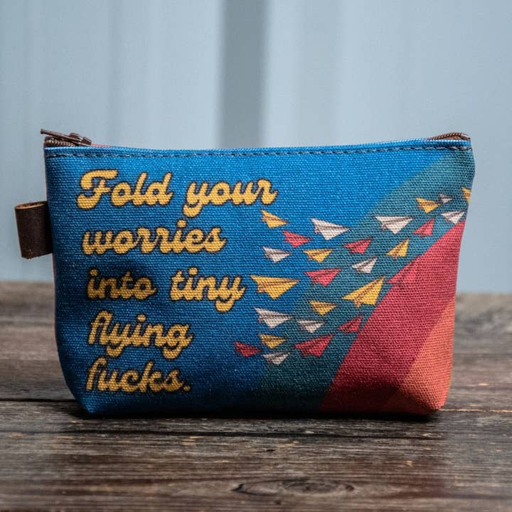In Blue Handmade - Wholesale Pouch - Women's - Flying Fucks | Hand printed MEDIUM Canvas Pouch1