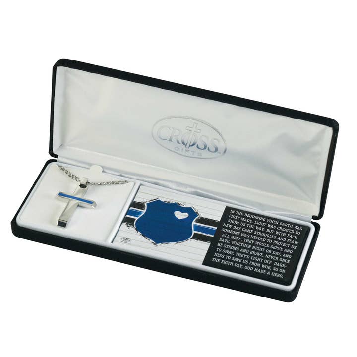 Necklace 24in Policeman Cross Stainless for wholesale by Dicksons