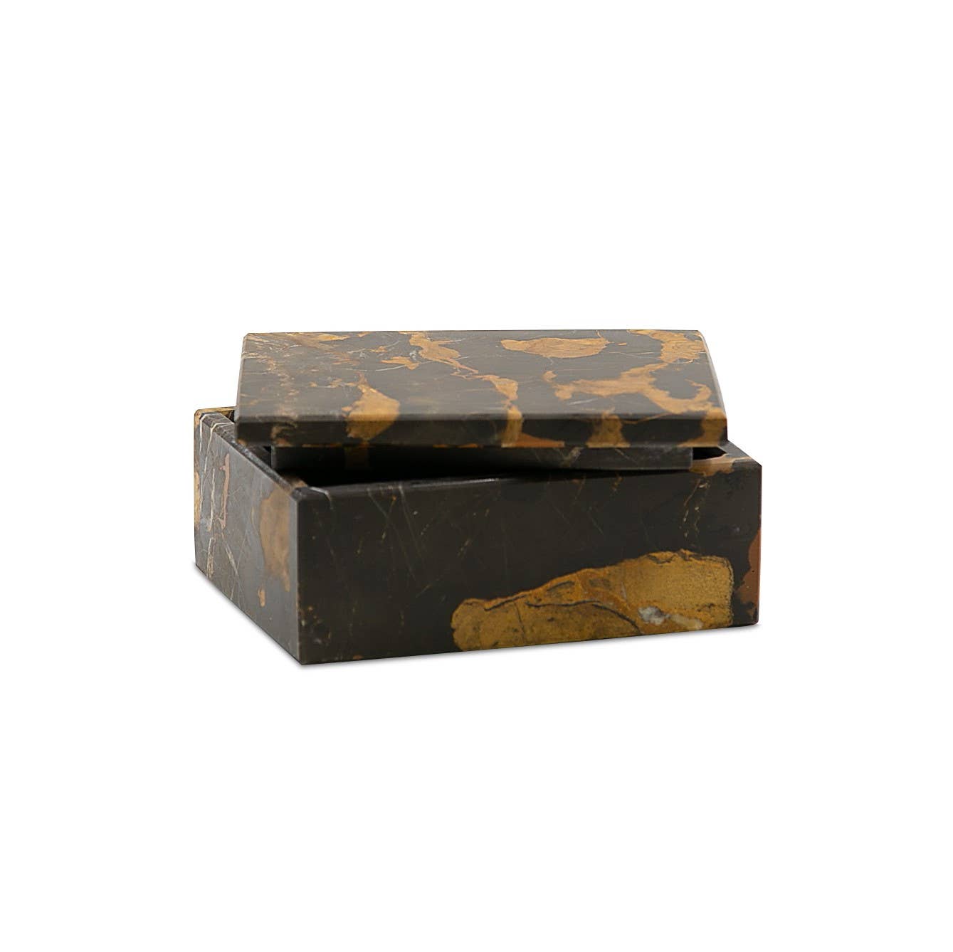 Marble Crafter – Großhandel Dekoschachteln – Asteria Kollektion 5" Schwarz & Gold Marmor Polierte Oberfläche Rechteck3