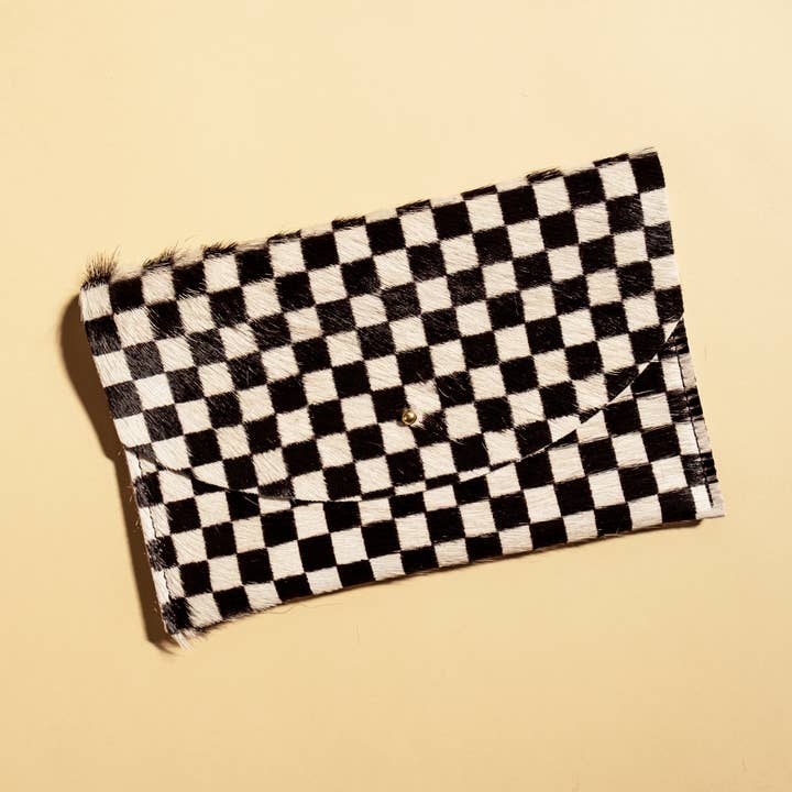 Primecut - Wholesale Clutch Bag - Women's - Envelope Pouch - Checkered Hair on Hide0
