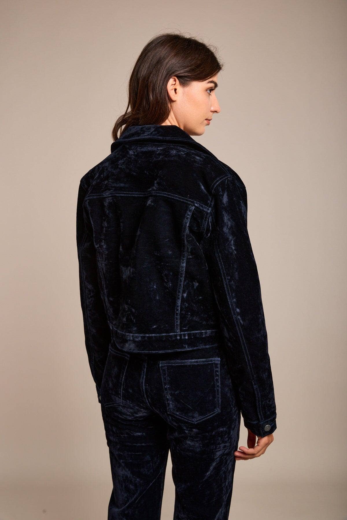 Bleu marine Toxik3 veste courte velours for wholesale on Faire5