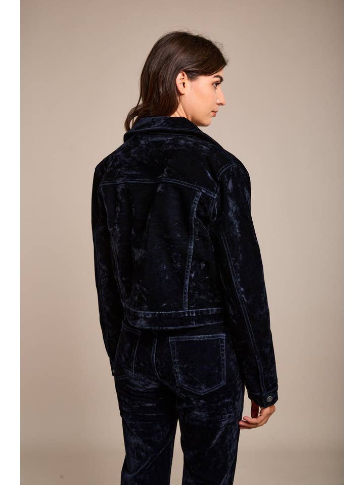 Bleu marine Toxik3 veste courte velours for wholesale on Faire5
