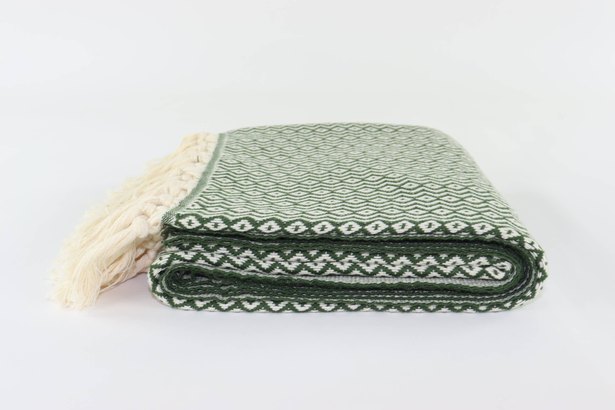 Donkergroen Premium turkse katoenen handgeweven diamant bad- en strandlaken voor groothandel op Faire3