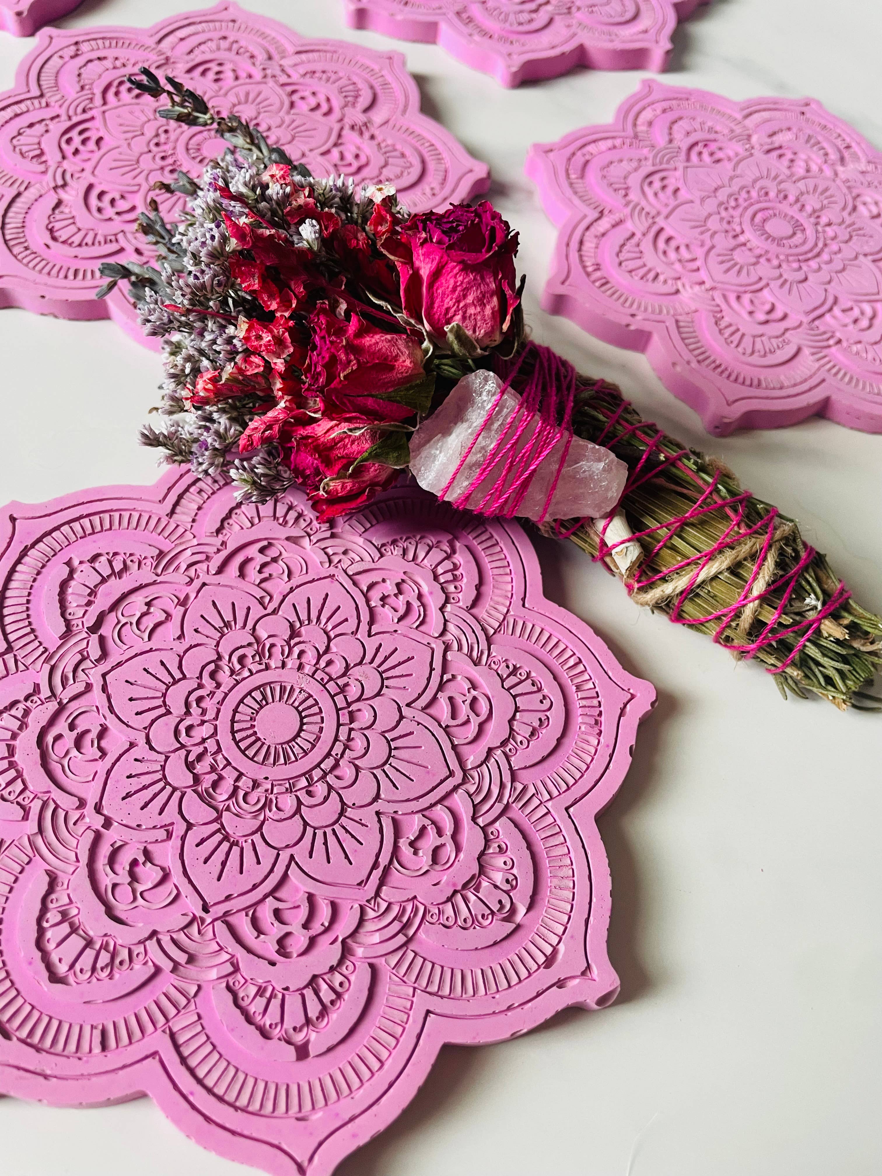 CharlieHaze - Wholesale Smudge Plate - Pink Cement Smudging Tray for your Altar Space5