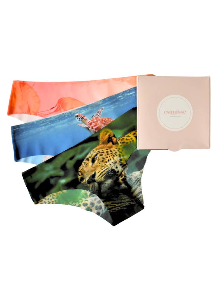 Coffret 3 culottes Merveille animale pour la vente par Esquisse Lingerie