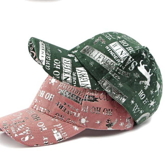 MKS America - Wholesale Baseball Cap - Women's - Christmas hat bronzing print suede baseball cap5