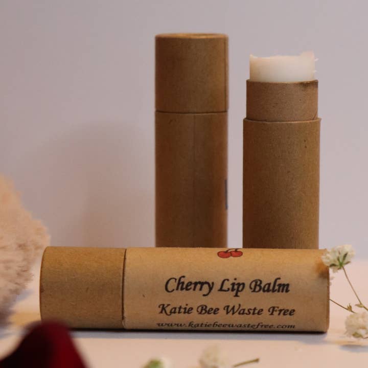 Cherry Lip Balm (Biodegradable Packaging) for wholesale by Katie Bee Waste Free