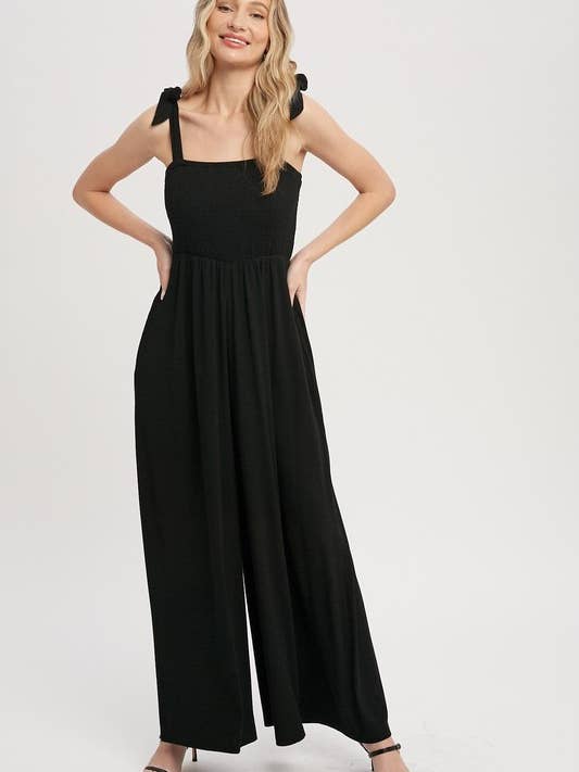 SMOCKED WIDE LEG JUMPSUIT for wholesale by Pink Irene Wholesale