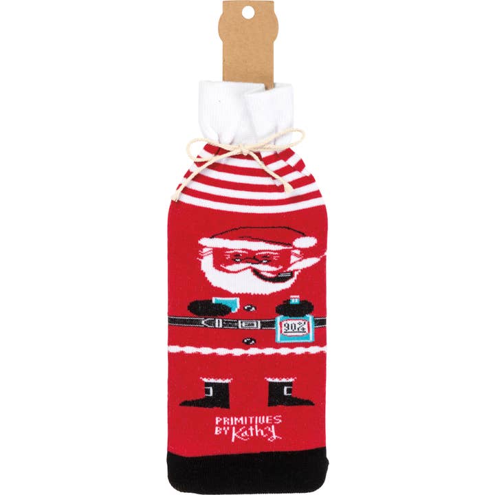 Primitives by Kathy - Wholesale Wine Gift Bag - Ho Ho Holy I Need A Drink Bottle Sock