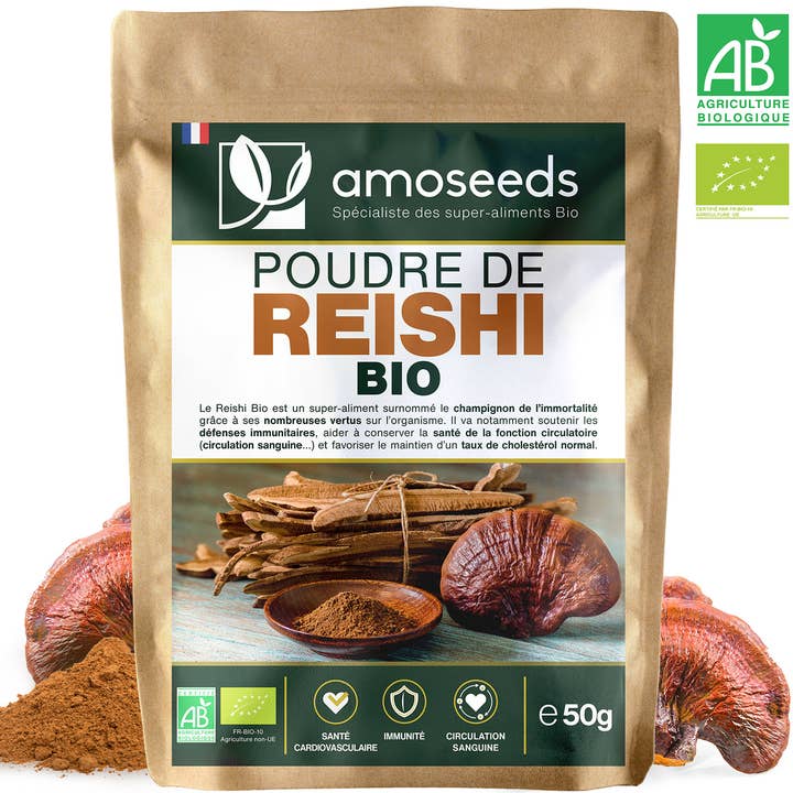 Reishi en Poudre Bio 50G pour la vente par Amoseeds