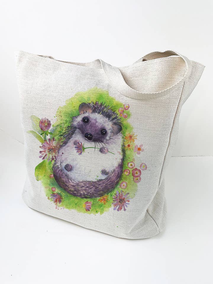 Bolso grande de lino/lona - Al otro lado del seto - Erizo adorable para venta al por mayor de Oladesign