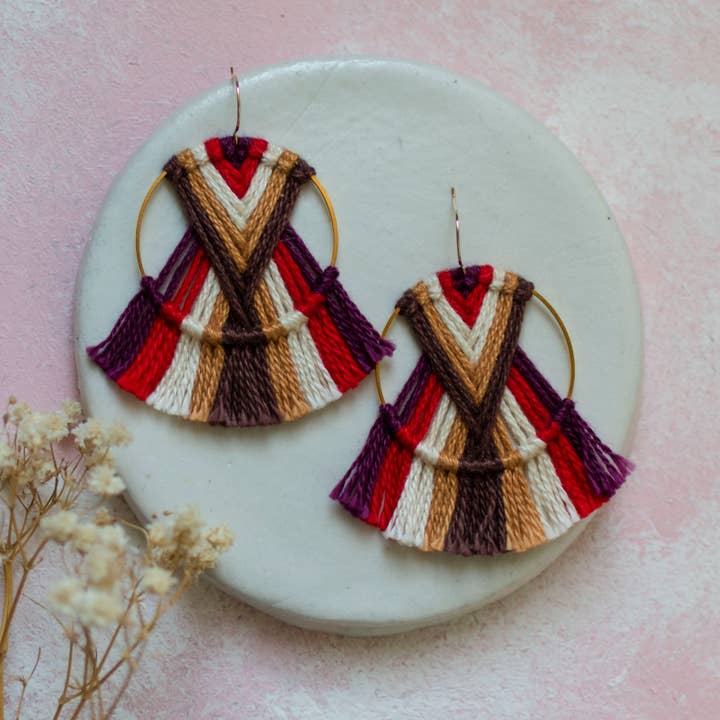 DREAM CATCHER SIENNA EARRINGS, MACRAME EARRINGS for wholesale by Prachi's Bohemian Art