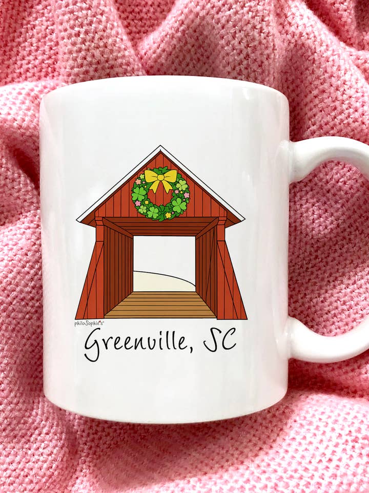 Red Bridge Spring, 11 ounce Ceramic Bridge Mug, Namedrop for wholesale by philoSophie's Stationery & Gifts