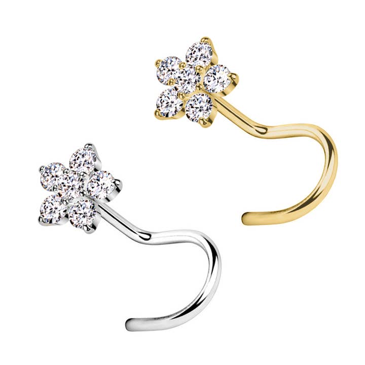 Awaken - Wholesale Single Earring - Flower-Shaped Crystal Nose Stud1